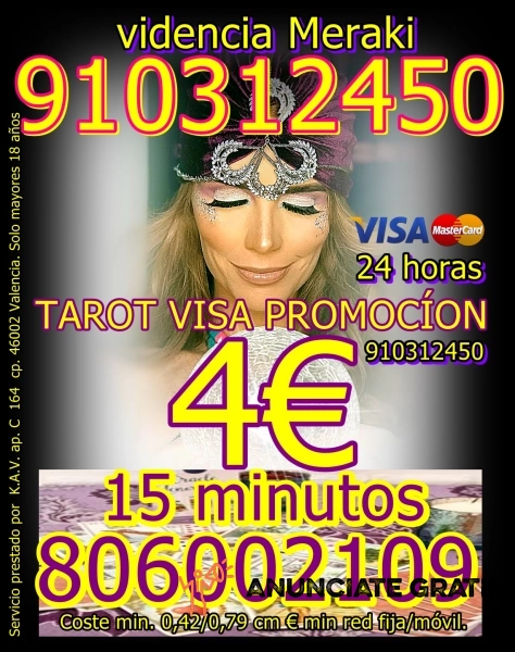 TAROT VISA 4 EUROS 15MINUTOS 910312450/806002109